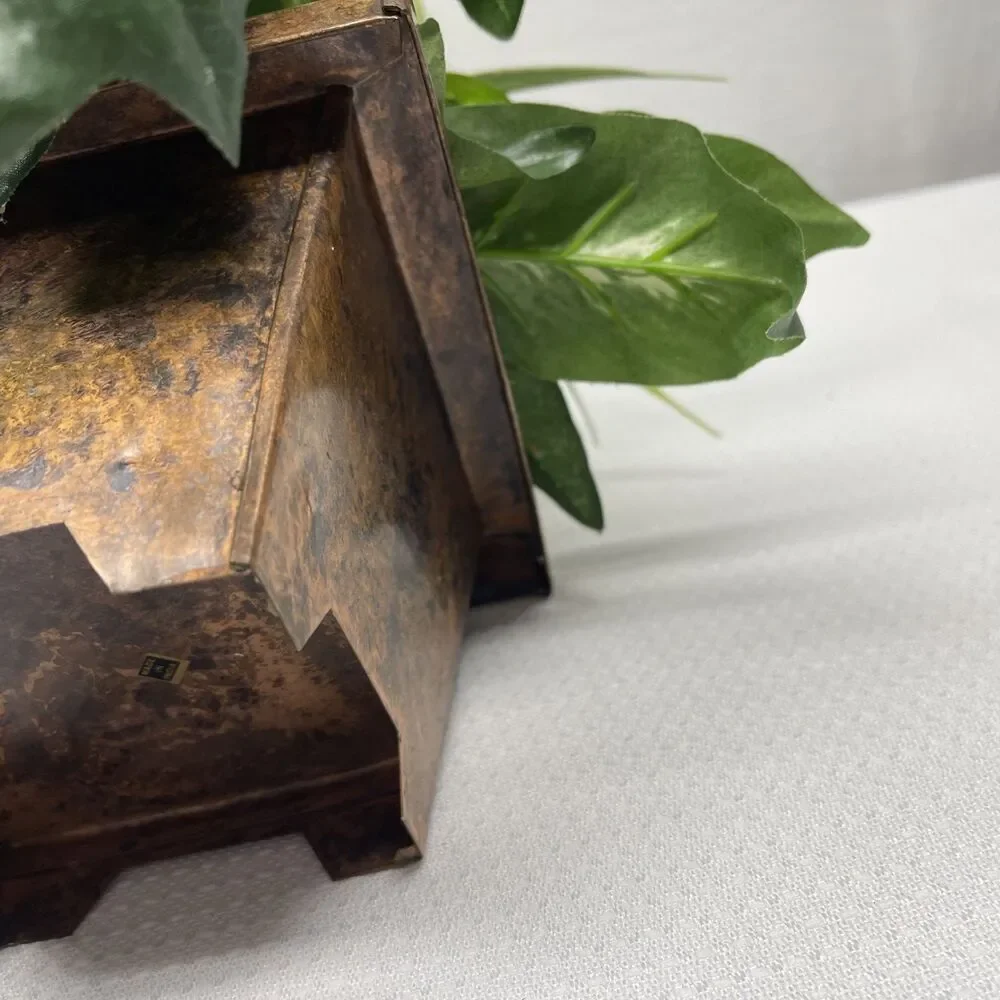 Artificial Indoor Mixed Plants Faux Copper Square Planter Pot 13
